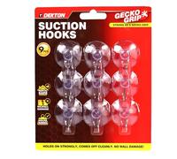 Dekton Geckogrip Suction Hooks Large 9pc-Strong Suction Cup Hooks|No Drilling or Tools Required| Ideal for Kitchen, Bathroom|Reusable & Residue-Free|Secure Hold on Smooth Surfaces|Durable & Waterproof