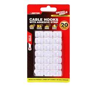 Dekton Geckogrip White Cable Hooks 20pc- Self-Adhesive Cable Management Clips| Tidy & Organize Wires| Strong Adhesive for Secure Hold| Ideal for Home, Office, and Workspace| Compact & Discreet White
