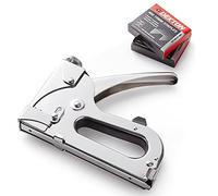 Dekton Heavy Duty Staple Gun Industrial-Durable Steel Body With Impact Adjuster| Non-slip Rubber Contour Grip Handle| One Handed Operation| Handle Lock For Safety| Ideal For Upholstery, Carpet Padding