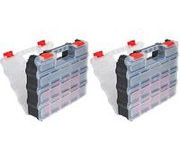 Dekton Jumbo Double Sided Organizer- Organizer Box With 32 Compartments| Removable Separators For Extra Space| Dimensions: 320mm X 270mm X 60mm| Portable & Stackable Design (Pack of 2)