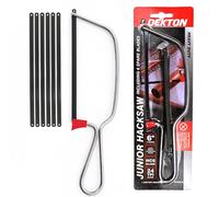Dekton Junior Hacksaw With Blade & 6 Extra Blades-Lightweight aluminium frame| 6" (150mm) HCS blade 24 TPI| Adjustable Tension for Precision Cutting | Lightweight and Durable Design| Compact Hand Saw