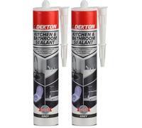 Dekton Kitchen and Bath Sealant (Grey) - Multi-Purpose Acrylic for Indoor Applications, UV Resistant, Flexible, Easy Application, Excellent Adhesion to Wet Surfaces & Paintable (Pack of 2)