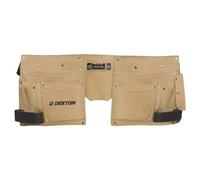 Dekton Leather Double Tool Pouch Pocket Bulider Toolbelt Adjustable Work - 10-Pocket Tool Belt - Camel