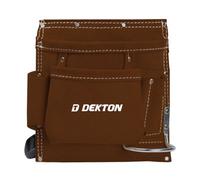 Dekton Leather Double Tool Pouch Pocket Bulider Toolbelt Adjustable Work - 5-Pocket Tool Pouch - Brown