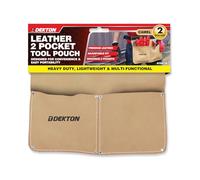 DEKTON Leather Tool Belt Pouch for Professionals, Heavy Duty 2 Pocket Work Apron with Adjustable Fit, Storage Organiser for Carpenters, Electricians, Hammer Holder, Pink
