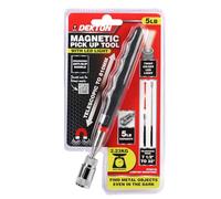 Dekton Magnetic Pick-Up Tool with LED - Telescopic 190-810mm, Lifts Up to 5lb (2.23kg), Super Bright LED Light, Cushion Grip, Ideal for Retrieving Metal Objects in Dark Areas
