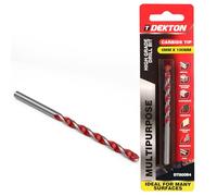 Dekton Multi-Purpose Masonry Drill Bit 6mm x 100mm, High Grade Carbide Tip for Drilling Metal, Natural Stone, Concrete, Granite, Ceramic Tile, Masonry & Plastic