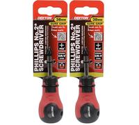 Dekton Philips NO 2 Screwdriver 38mm | Durable CR-V Steel Construction | Magnetic Tip for Easy Screw Pick-Up | Non-Slip Rubber Handle for Improved Grip and Control | Ideal for DIY & Home Improvement