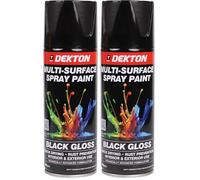 DEKTON Quick-Dry Aerosol Spray Paint, Interior And Exterior Usage - Black Gloss for Metal, Wood, and Plastic |Rust Prevention|Ideal for Fixtures Furniture's Components Projects (Pack of 2)