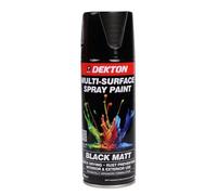 Dekton Quick-Dry Aerosol Spray Paint, Interior And Exterior Usage - Black Matt for Metal, Wood, and Plastic |Rust Prevention|Ideal for Fixtures Furniture's Components Projects