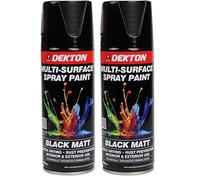 DEKTON Quick-Dry Aerosol Spray Paint, Interior And Exterior Usage - Black Matt for Metal, Wood, and Plastic |Rust Prevention|Ideal for Fixtures Furniture's Components Projects (Pack of 2)