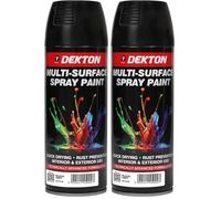 DEKTON Quick-Dry Aerosol Spray Paint, Interior And Exterior Usage - Bla rey for Metal, Wood, and Plastic |Rust Prevention|Ideal for Fixtures Furniture's Components Projects (Pack of 2)