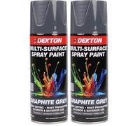 DEKTON Quick-Dry Aerosol Spray Paint, Interior And Exterior Usage - Graphite Grey for Metal, Wood, and Plastic |Rust Prevention|Ideal for Fixtures Furniture's Components Projects (Pack of 2)