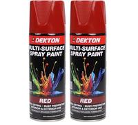 DEKTON Quick-Dry Aerosol Spray Paint, Interior And Exterior Usage - Paint Red for Metal, Wood, and Plastic |Rust Prevention|Ideal for Fixtures Furniture's Components Projects (Pack of 2)