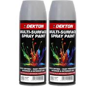 DEKTON Quick-Dry Aerosol Spray Paint, Interior And Exterior Usage - Silver Grey for Metal, Wood, and Plastic |Rust Prevention|Ideal for Fixtures Furniture's Components Projects (Pack of 2)