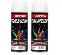 DEKTON Quick-Dry Aerosol Spray Paint, Interior And Exterior Usage - White Matt for Metal, Wood, and Plastic |Rust Prevention|Ideal for Fixtures Furniture's Components Projects (Pack of 2)