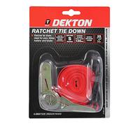 Dekton Ratchet Tie Down - 25ft Long, 1" Strap, Ideal for Cars, Bikes, Trailers & Boats, Secure S Hooks with Scratch-Resistant Coating, Strong Straps with 130KG Max Load, Quick Release Lever