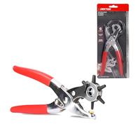 DEKTON Revolving Punch Pliers - Heavy Duty Multi-Function Hole Punch Tool for Leather, Plastic, and Paper - Adjustable 6 Interchangeable Punch Sizes, Comfortable Ergonomic Grip