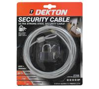 Dekton Security Cable 3M Safe Steel Padlock Lock Bike Cycle Monitor Laptops