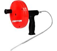 Dekton Sink & Drain Unblocker 6m X 6mm- Extendable, Flexible Hand-fed Spiral Rod| Removes Stubborn Blockages and Clears Drains| Circular Storage Drum| Ergonomic Pistol| Spiral Rod With Corkscrew Tip