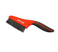 Dekton Soft Grip Carbon Steel Wire Brush | Ideal for Preparing Metal Surfaces, Rust & Paint Removal | Fine Steel Bristles with 4 Rows | Curved Design for Easy Corner Access | Ergonomic Handle