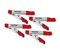 Dekton Spring Clamp 4 PC Set - 32mm Jaw Opening, Compact Design with Strong Gripping Power, Durable Zinc-Plated Spring Clamps, Rubber Coating for Non-Slip Grip, Ideal for DIY and Professional Use.