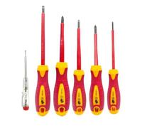 DEKTON VDE 6pcs Insulated Screwdriver Set - Ergonomic Anti-Slip Handles, Cr-V6150 Steel Blades, Magnetic Tips, Safe Electrical Use, Durable, Perfect for Home and Professional DIY Tasks