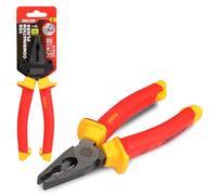 DEKTON VDE Combination Pliers 8 Inch | Professional Insulated Grip for Electricians | cuts Soft & Hard Wire | Long Cutting Edges for Thicker Cables | Safe handling Flat & Round Materials