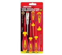 Dekton Vde Insulated Screwdriver Set Electrician Magnetic Tips Phillips Flat - 6Pcs Screwdriver Set