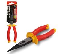 DEKTON VDE Long Nose Pliers 8" | VDE Certified Insulated Grip | Slim Precision Nose for Tight Spaces | Laser-Hardened Cutting Edges | Durable Steel for High Voltage