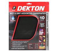 Dekton Wet & Dry Assorted Sandpaper-10 Assorted Medium, Fine And Extra Fine Sheets| Measuring 230 x 280mm| Suitable For Manual, Mechanical Sanders| Suitable For Working On Rough Walls, Plastics, Wood