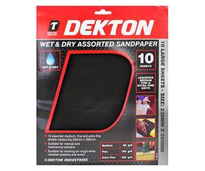Dekton Wet & Dry Assorted Sandpaper-10 Assorted Medium, Fine And Extra Fine Sheets| Measuring 230 x 280mm| Suitable For Manual, Mechanical Sanders| Suitable For Working On Rough Walls, Plastics, Wood