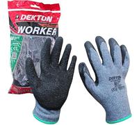 DEKTON WORKER LATEX COATED WORKING GLOVES 8 MEDIUM x 6