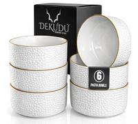 DEKUDÙ Pasta Bowls Plates Set Dinnerware Sets - Quality Stoneware Dinner Set - Handcrafted - 6 Pieces 5,90"/15 cm - High Hardness Dishwasher and Microwave Safe - Soup Bowl - White Color