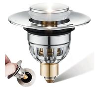 Dekukar Bathroom Basin Plug, Stainless Steel Sink Plugs Bathroom Plug Pop Up Plugs for Wash Basin, Push-Type Sink Plug Replacement Bath Drainer Filter Plug with Bounce Core for 34-40mm Drain Hole