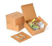 Dekun 3 Pack Premium 8x8x4 Inches Brown Gift Boxes, Easy Assemble Recyclable Bridesmaid Proposal Kraft Boxes Crafting Cupcake Boxes with Lids for Presents Packaging Christmas (8x8x4 inches)