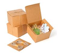 Dekun 5 Pack Premium 6x6x4 Inches Brown Gift Boxes with lid, Easy Assemble Recyclable Bridesmaid Proposal Kraft Boxes Crafting Cupcake Boxes with Lids for Presents/Packaging/Christmas (6x6x4 inches)