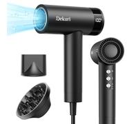 Dekuri Hair Dryer, 110,000 RPM High Speed Motor Hairdryer for Ultra-Fast Drying, 200M Ionic Care for Smooth & Shiny Hair, Lightweight with Magnetic Nozzle & Diffuser, Black