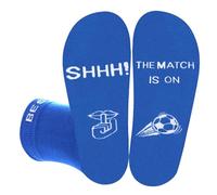 Dekzked Football Fans Gift Socks 6-12, Novelty Funny Christmas Stocking Fillers for Men Women Teenagers, Shhh! The Match Is On Socks (UK, Alpha, One Size, Regular, Regular, Royal Blue/White)