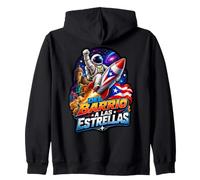 Del Barrio a Las Estrellas Puerto Rican Astronaut Rocket Zip Hoodie