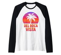 Del Boca Vista Retro Sunset Florida Vintage Raglan Baseball Tee