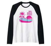 Del Boca Vista Retro Sunset Florida Vintage Raglan Baseball Tee