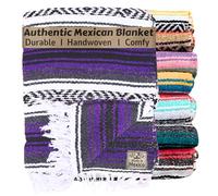Del Mex Classic Mexican Blanket, Large Authentic Woven Falsa Throw (70"x50"), Artisan Southwest Décor for Beach, Yoga, Outdoors (Purple)