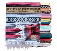 Del Mex Classic Mexican Blanket, Large Authentic Woven Falsa Throw (70"x50"), Artisan Southwest Décor for Beach, Yoga, Outdoors (Salmon)