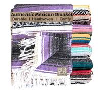 Del Mex Classic Mexican Blanket, Large Authentic Woven Falsa Throw (70"x50"), Artisan Southwest Décor for Beach, Yoga, Outdoors (Lavender)