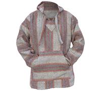 Del Mex Deluxe Mexican Baja Hoodie Sweatshirt Pullover Jerga Surf Poncho Drug Rug, Multi-tan, Large