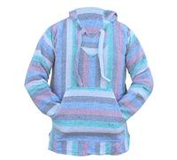 Del Mex Mexican Baja Hoodie Hippie Surf Poncho Sweater Sweatshirt Pullover Jerga - Multi - XL