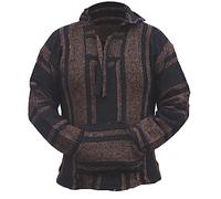 Del Mex Mexican Baja Hoodie Sweater Jerga Pullover Red Gray Unisex, Brown/Black, L