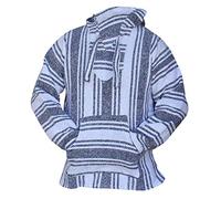 Del Mex Mexican Baja Hoodie Sweater Jerga Pullover Red Gray Unisex, White/Gray, Large