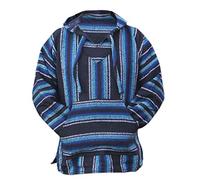Del Mex Mexican Baja Hoodie Sweatshirt Pullover Jerga Surf Poncho Drug Rug, Lago, Medium